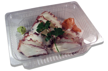 Nell’immagine sashimi di piovra preparato per tutti i Clienti di Haiku secondo la vera ricetta giapponese, pronto per essere portato a casa in una comoda vaschetta che ne preserva i sapori