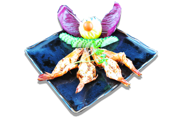 Nell’immagine gamberoni alla griglia, ricetta fusion preparata per tutti i Clienti di Haiku japanese & asian restaurant, in via Stalingrado a Bologna, secondo la tradizionale ricetta fusion